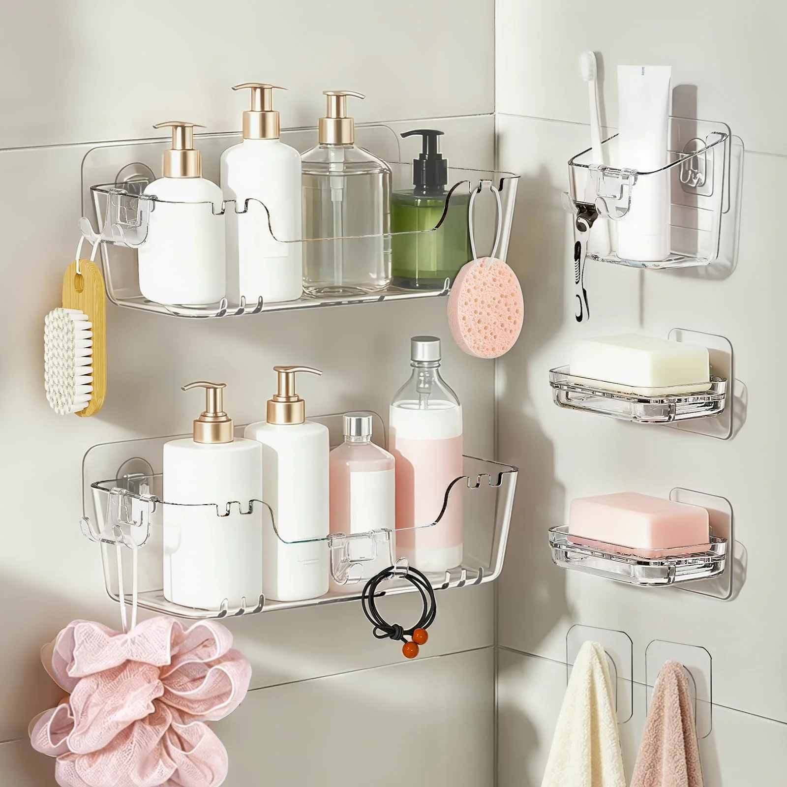CGBE 5-Piece Adhesive Shower Caddy Set